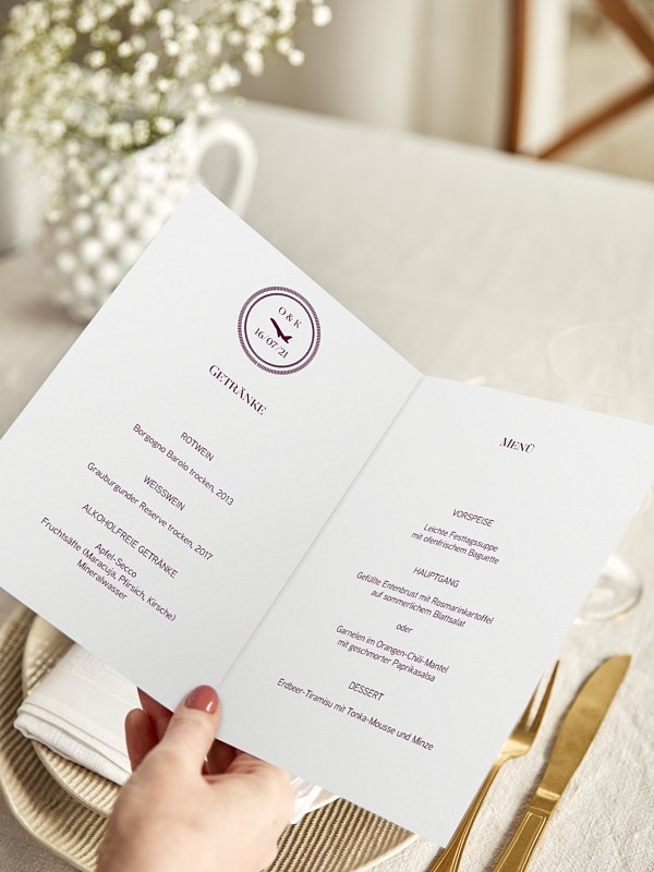 Menükarte Hochzeit Reisepass