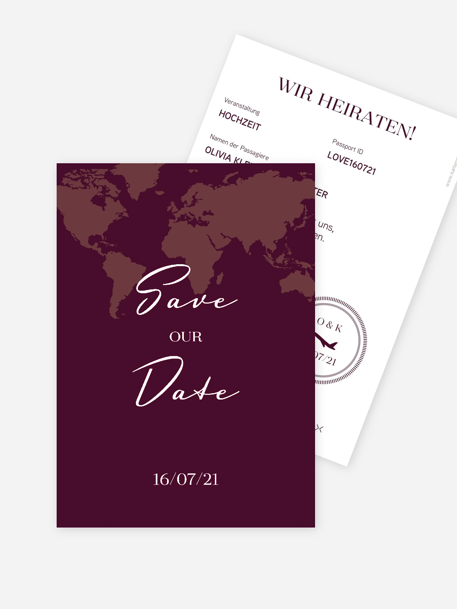 Save-the-Date Karte Reisepass