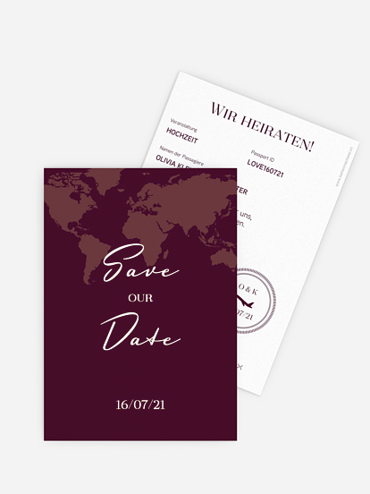 Save-the-Date Karte Reisepass