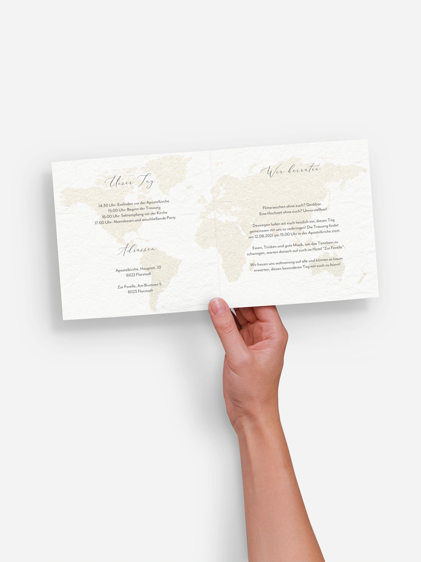 Hochzeitseinladung Weltreise