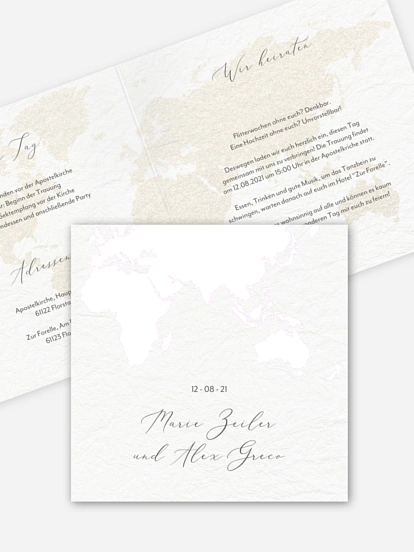 Hochzeitseinladung Weltreise
