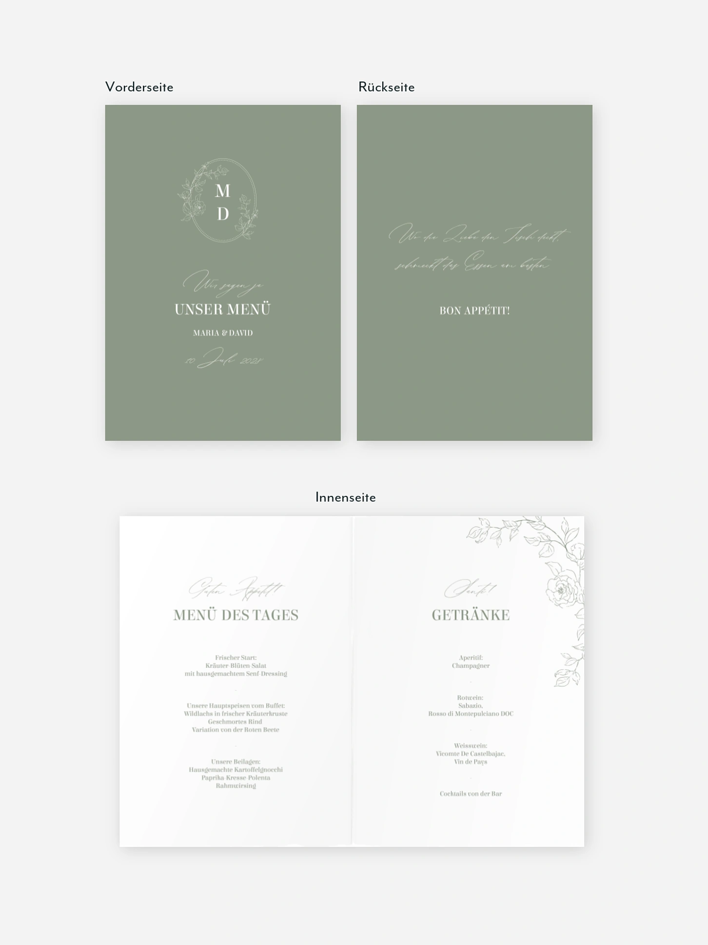 Menükarte Hochzeit Rosalia