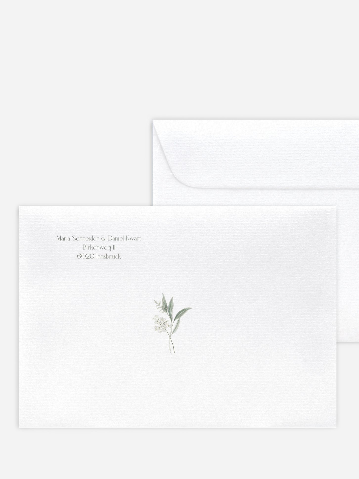 Bedruckter Briefumschlag Hochzeit Leaf Love