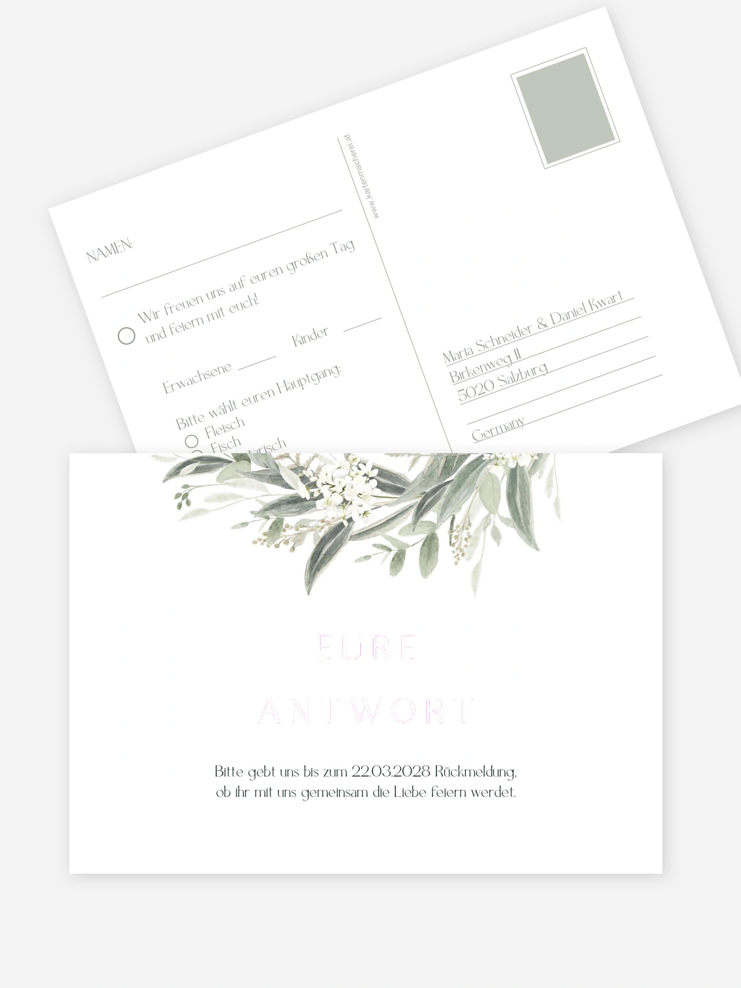 Antwortkarte Hochzeit Leaf Love
