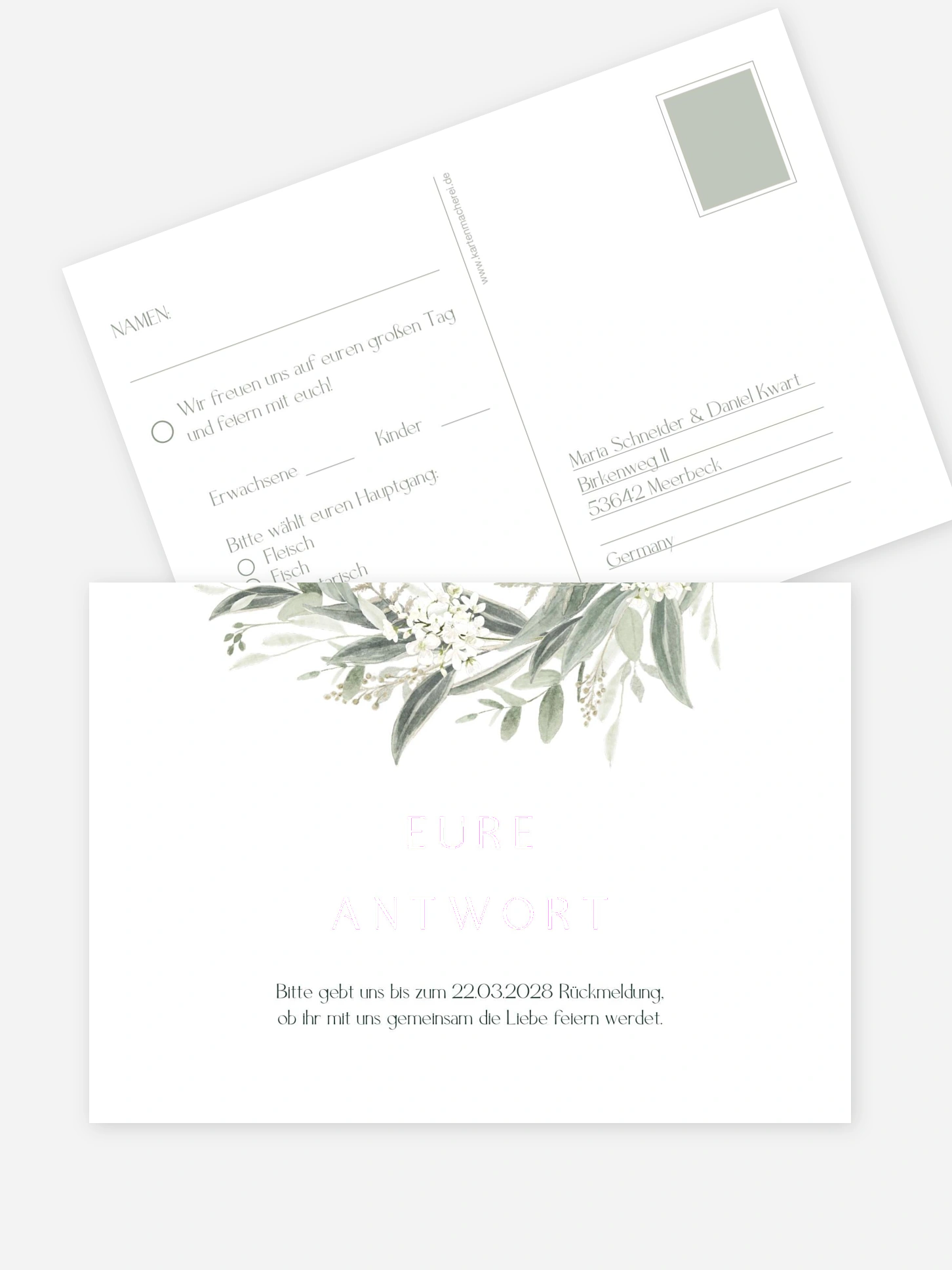 Antwortkarte Hochzeit Leaf Love