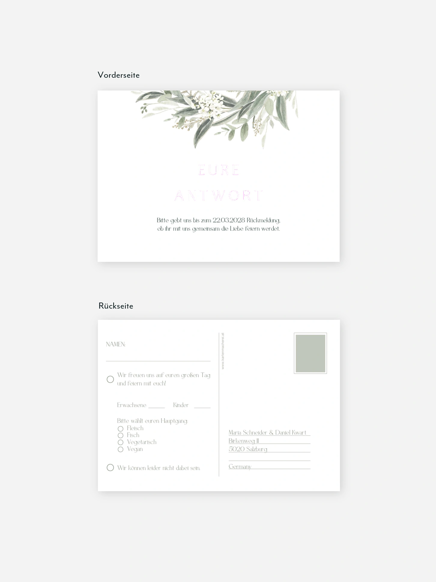 Antwortkarte Hochzeit Leaf Love