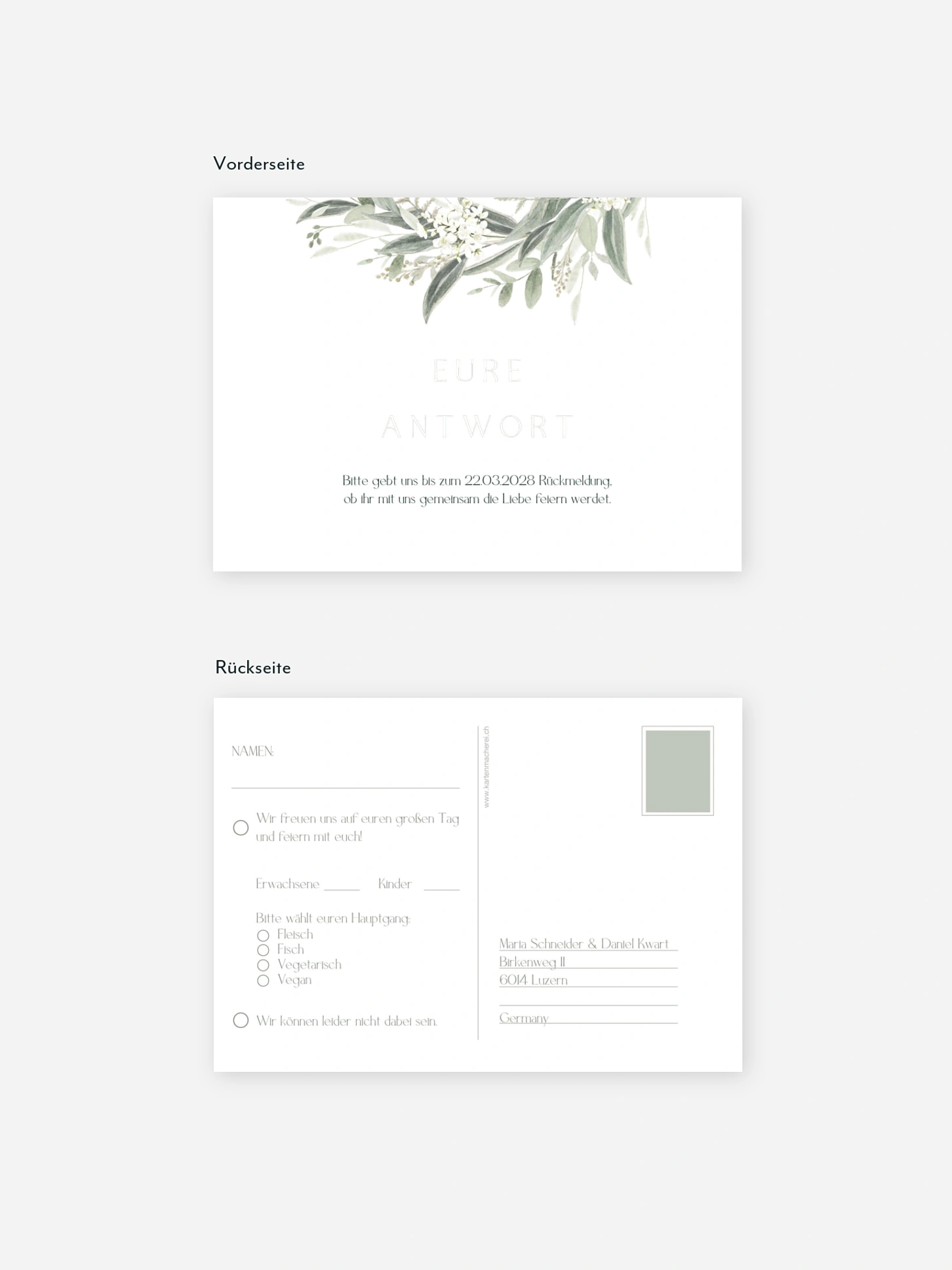Antwortkarte Hochzeit Leaf Love