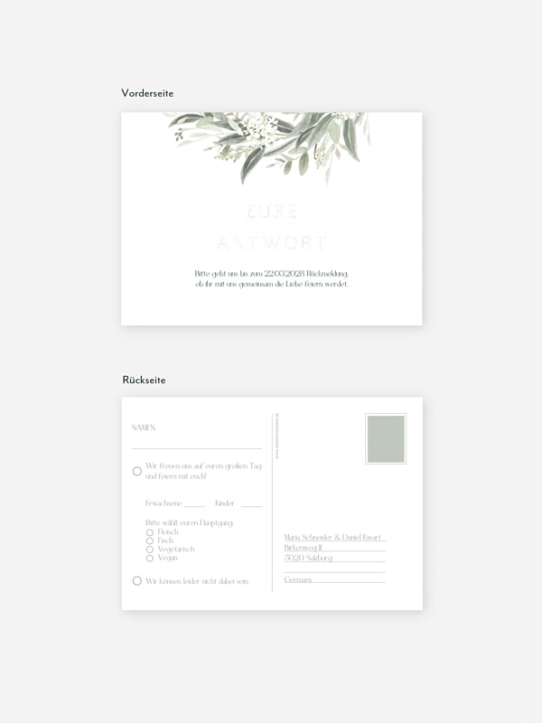 Antwortkarte Hochzeit Leaf Love