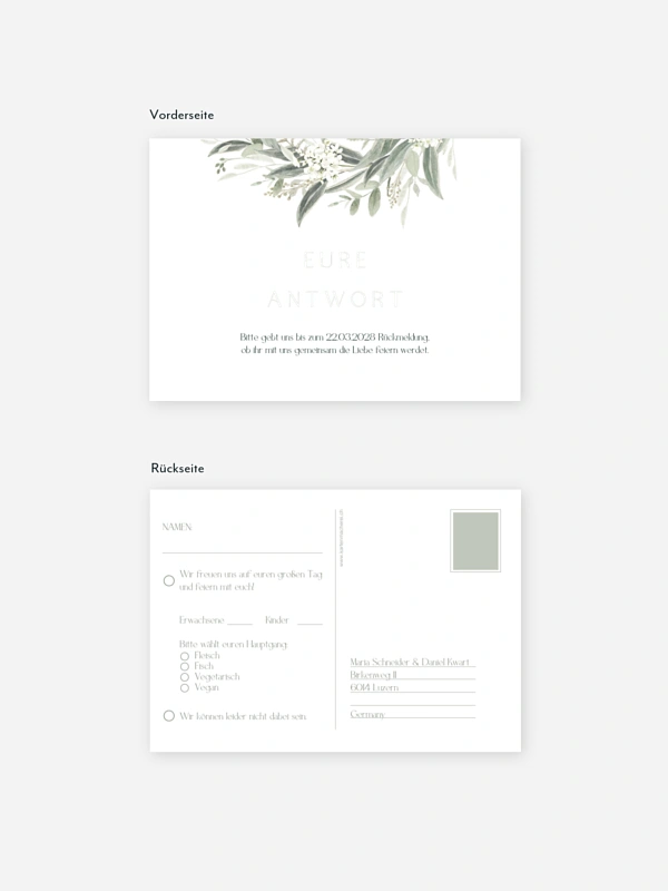 Antwortkarte Hochzeit Leaf Love