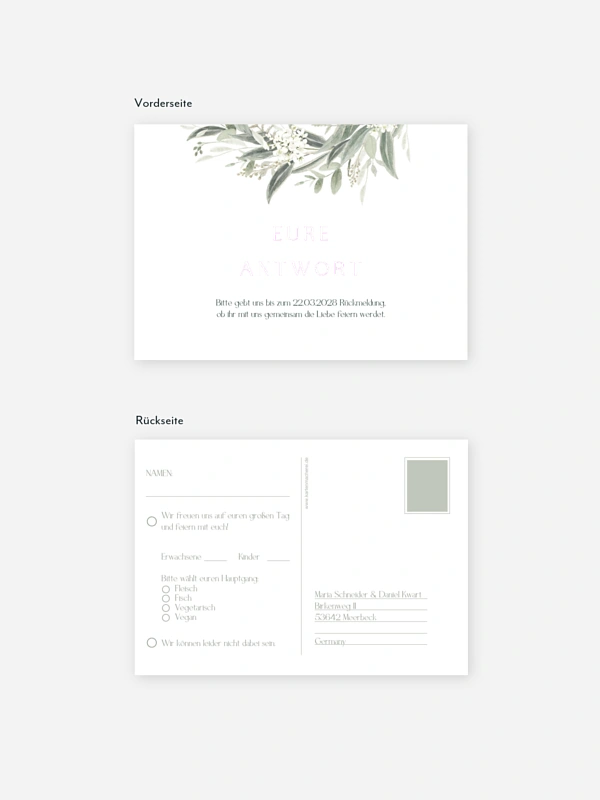 Antwortkarte Hochzeit Leaf Love
