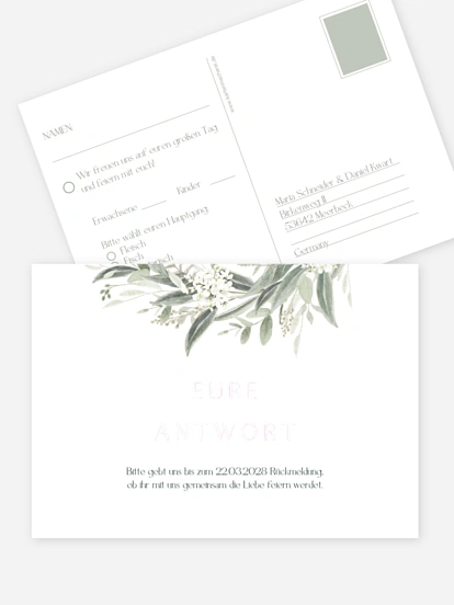 Antwortkarte Hochzeit Leaf Love