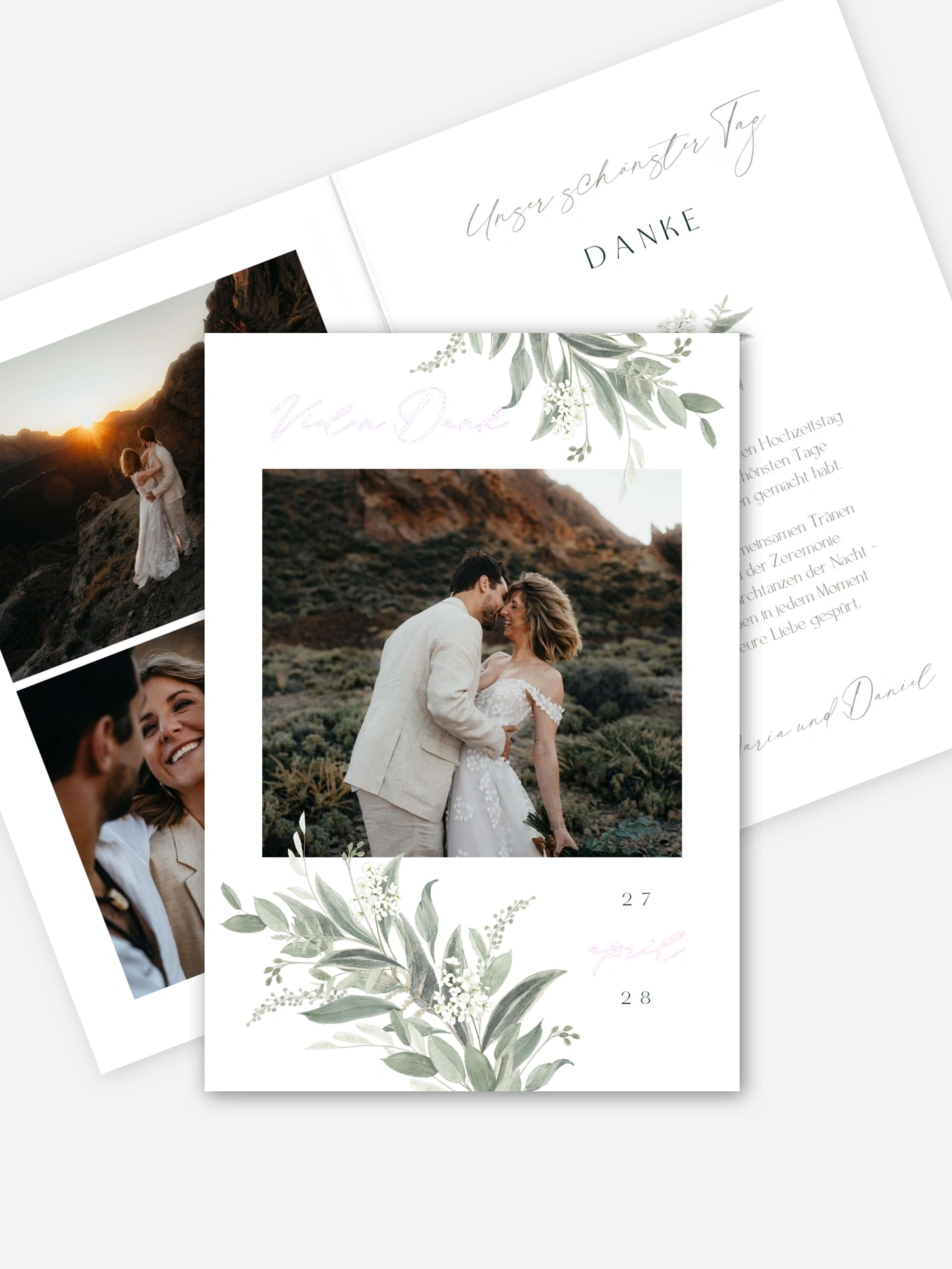 Dankeskarte Hochzeit Leaf Love
