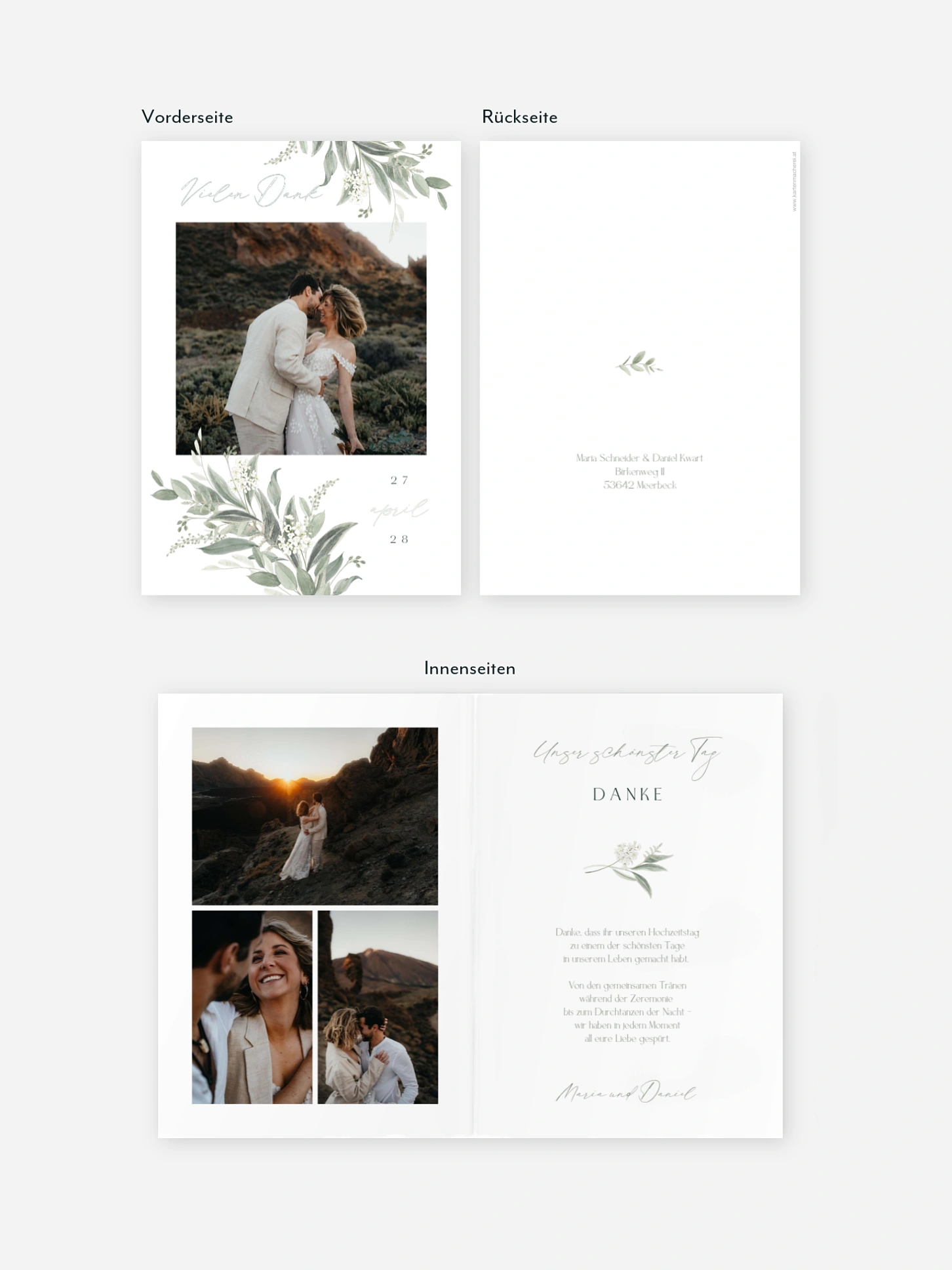 Dankeskarte Hochzeit Leaf Love