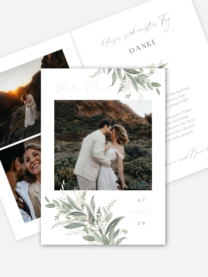 Dankeskarte Hochzeit Leaf Love