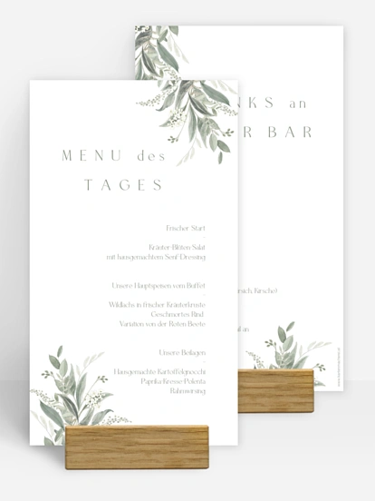 Menükarte Hochzeit Leaf Love