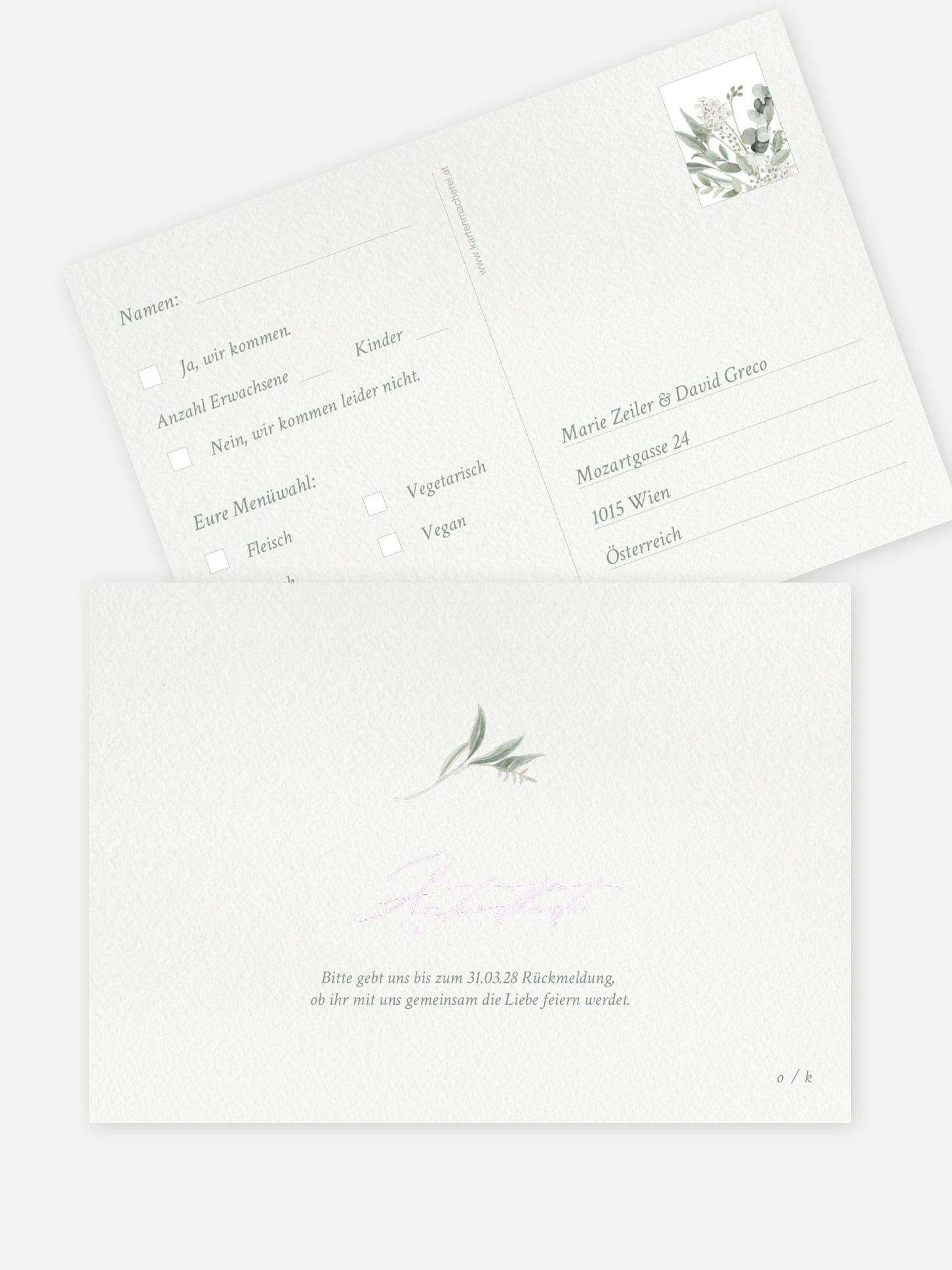 Antwortkarte Hochzeit Evergreen Elegance