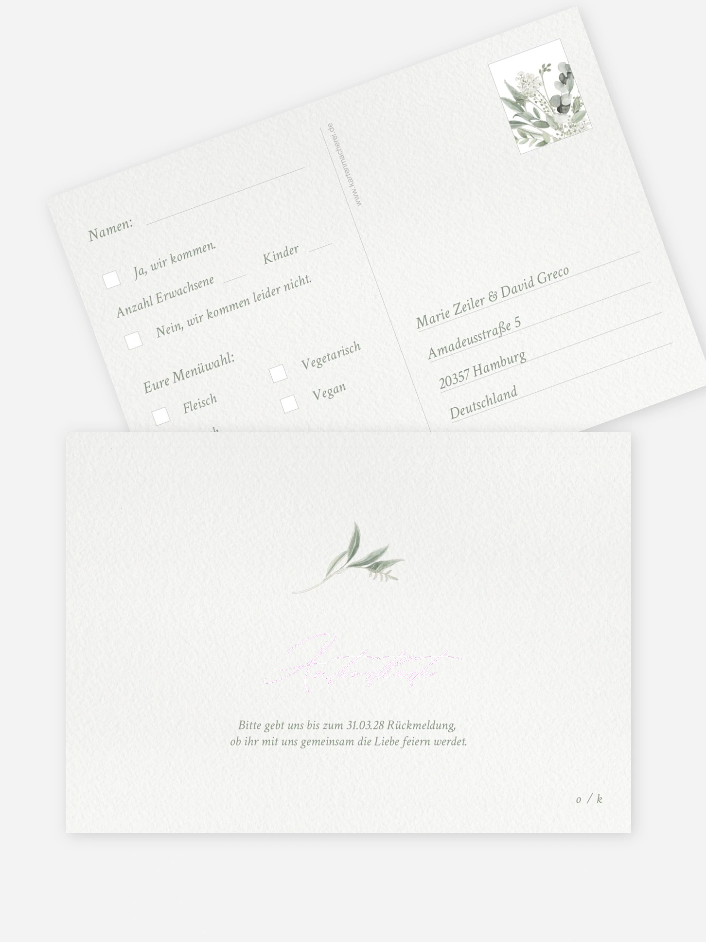 Antwortkarte Hochzeit Evergreen Elegance