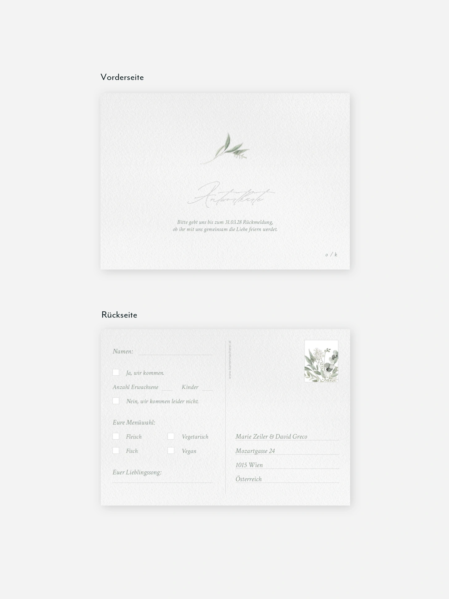 Antwortkarte Hochzeit Evergreen Elegance