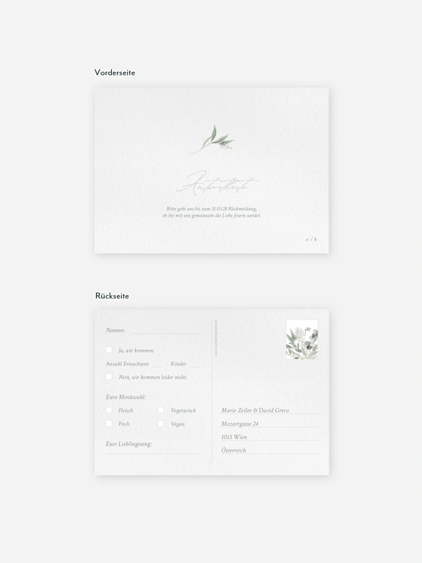 Antwortkarte Hochzeit Evergreen Elegance