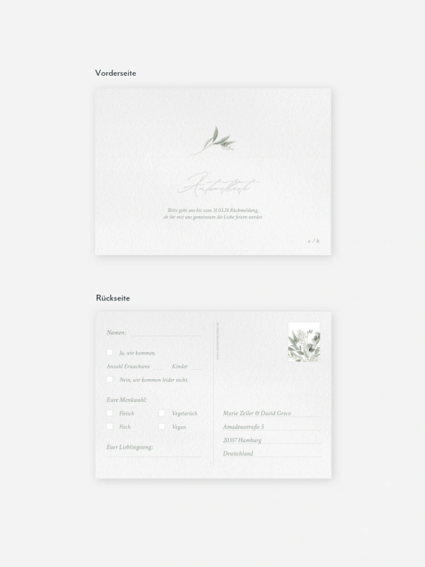 Antwortkarte Hochzeit Evergreen Elegance