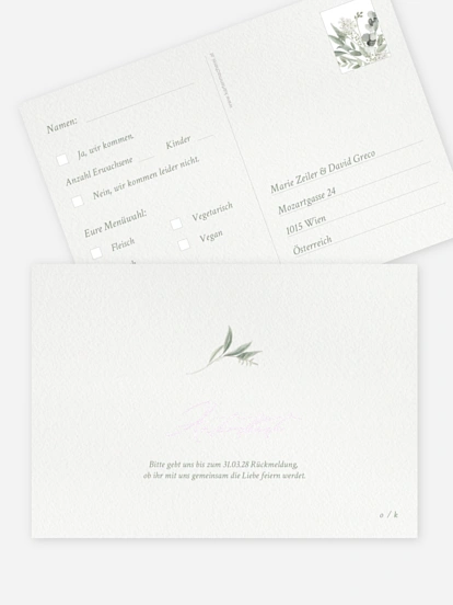 Antwortkarte Hochzeit Evergreen Elegance