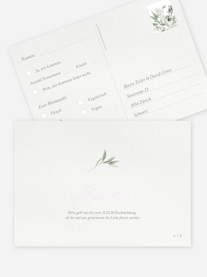 Antwortkarte Hochzeit Evergreen Elegance