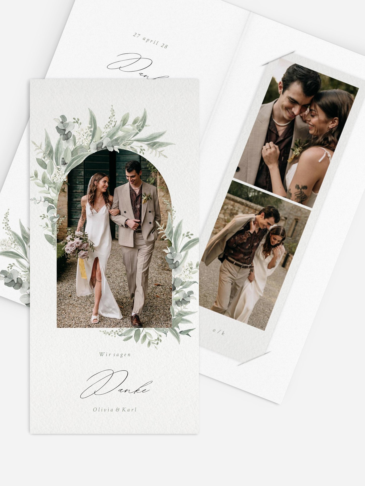 Dankeskarte Hochzeit Evergreen Elegance