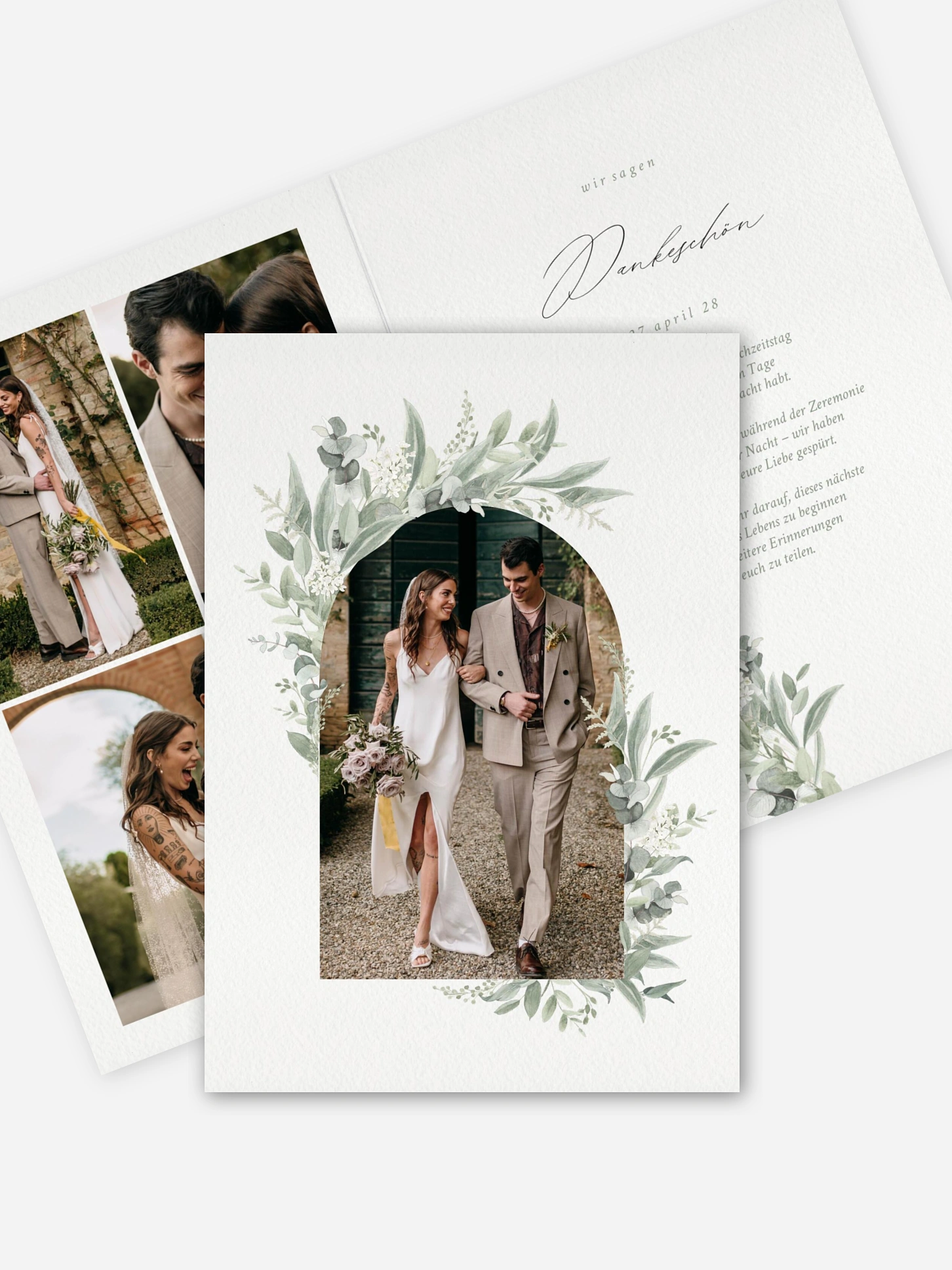 Dankeskarte Hochzeit Evergreen Elegance