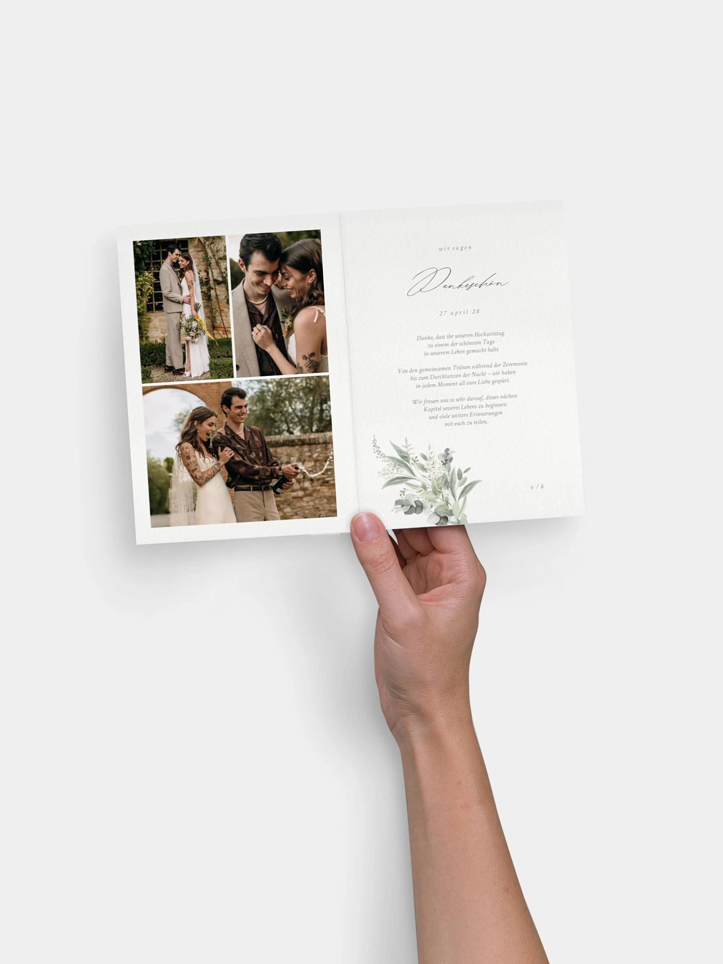 Dankeskarte Hochzeit Evergreen Elegance