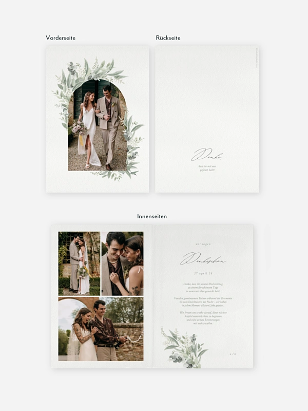Dankeskarte Hochzeit Evergreen Elegance