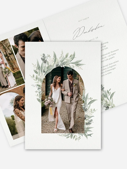 Dankeskarte Hochzeit Evergreen Elegance