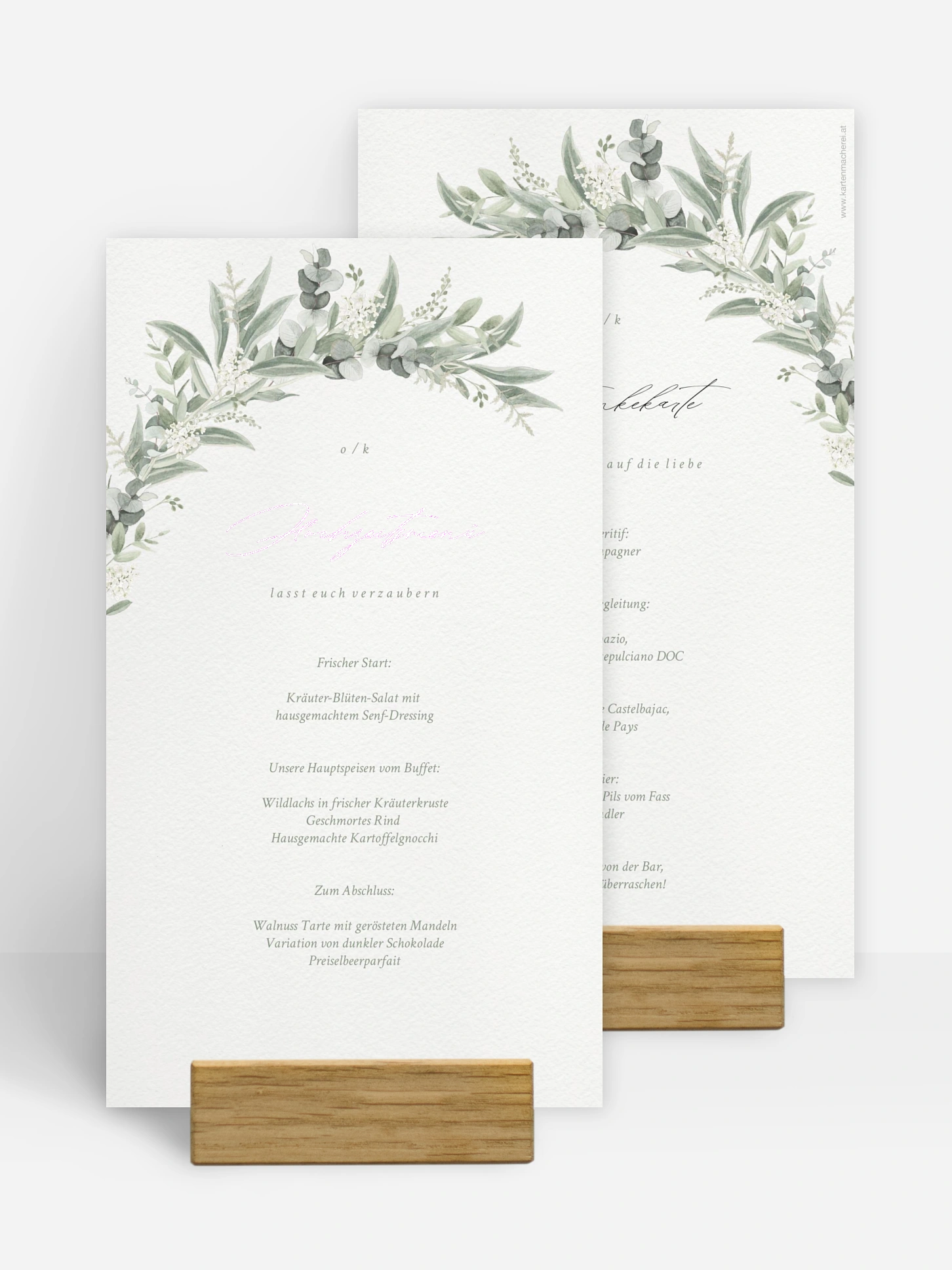 Menükarte Hochzeit Evergreen Elegance