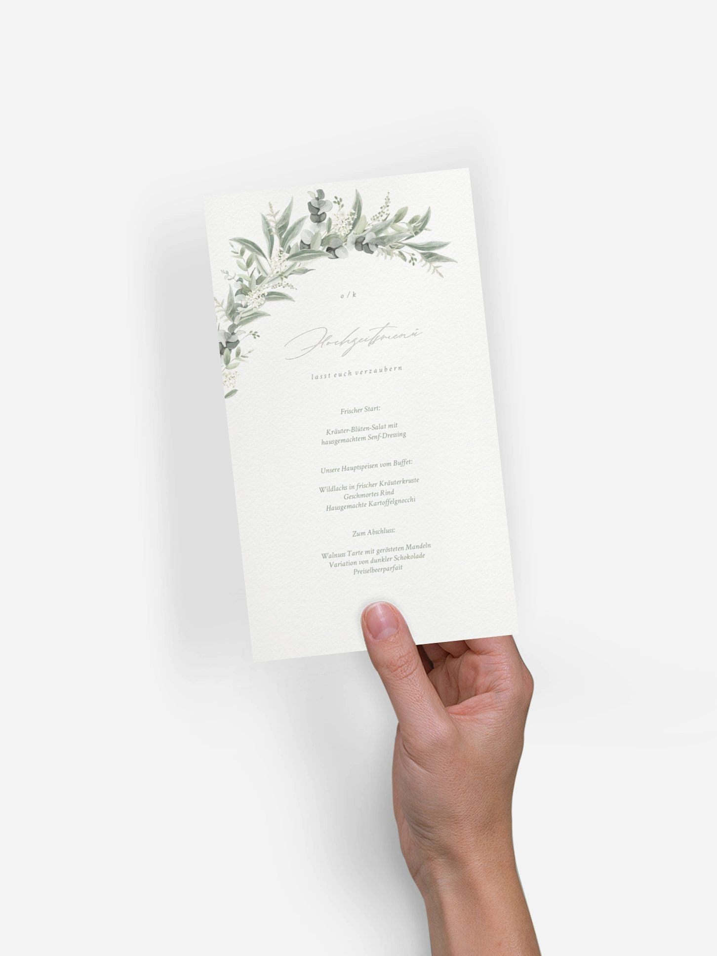 Menükarte Hochzeit Evergreen Elegance