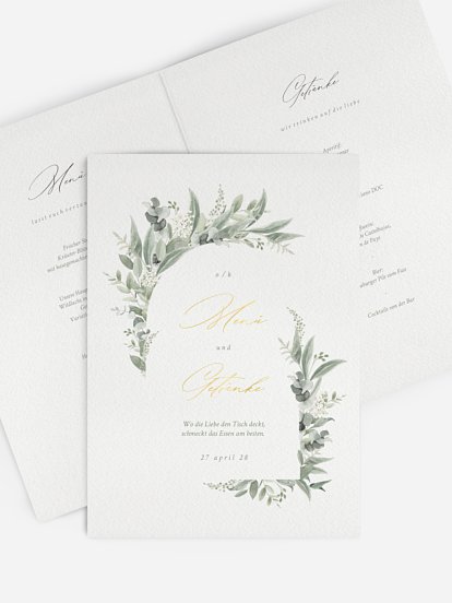Menükarte Hochzeit Evergreen Elegance