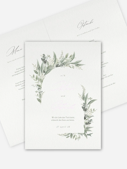 Menükarte Hochzeit Evergreen Elegance