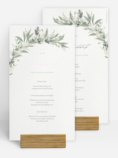 Menükarte Hochzeit Evergreen Elegance