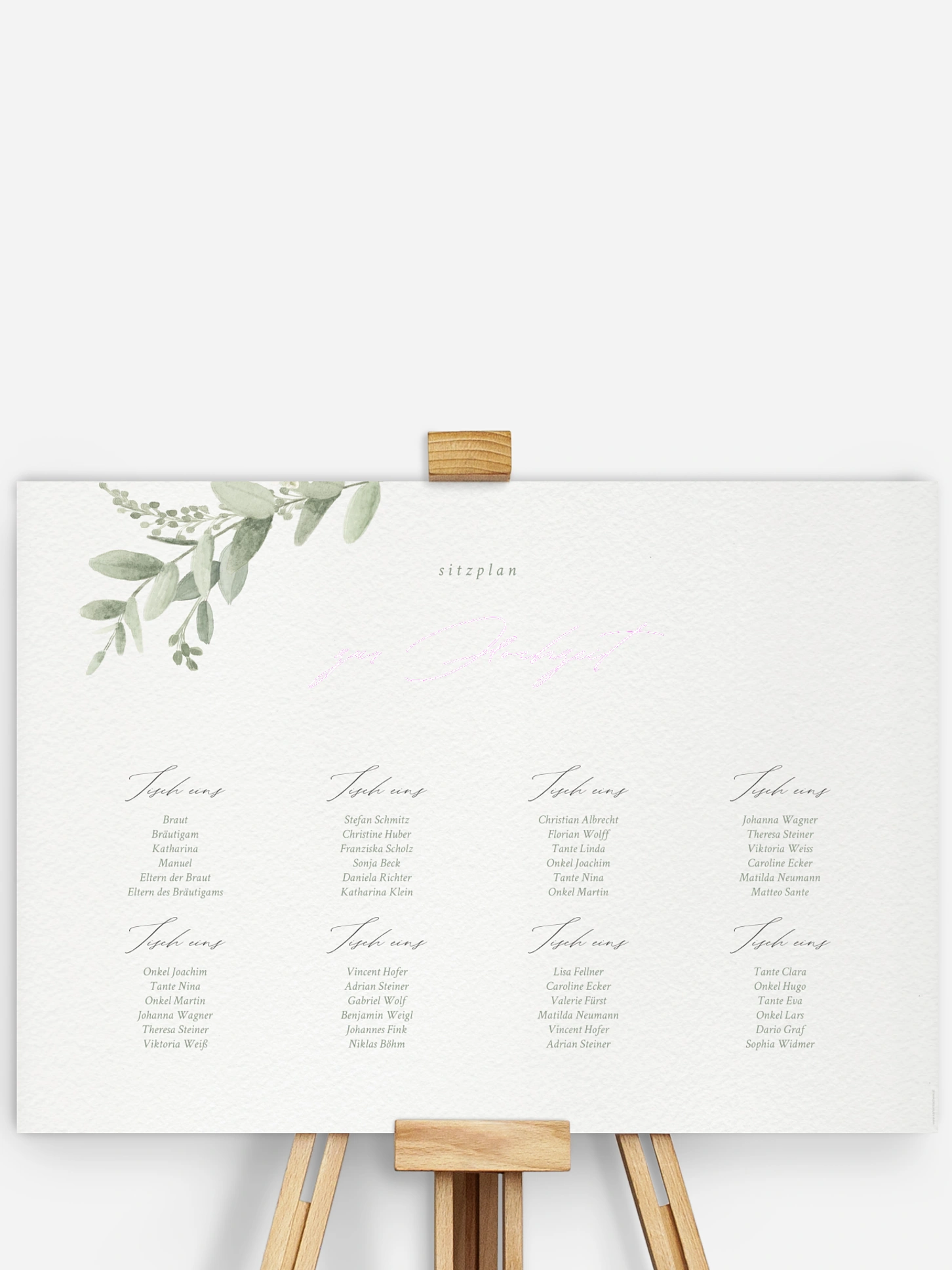 Sitzplan Plakat Evergreen Elegance