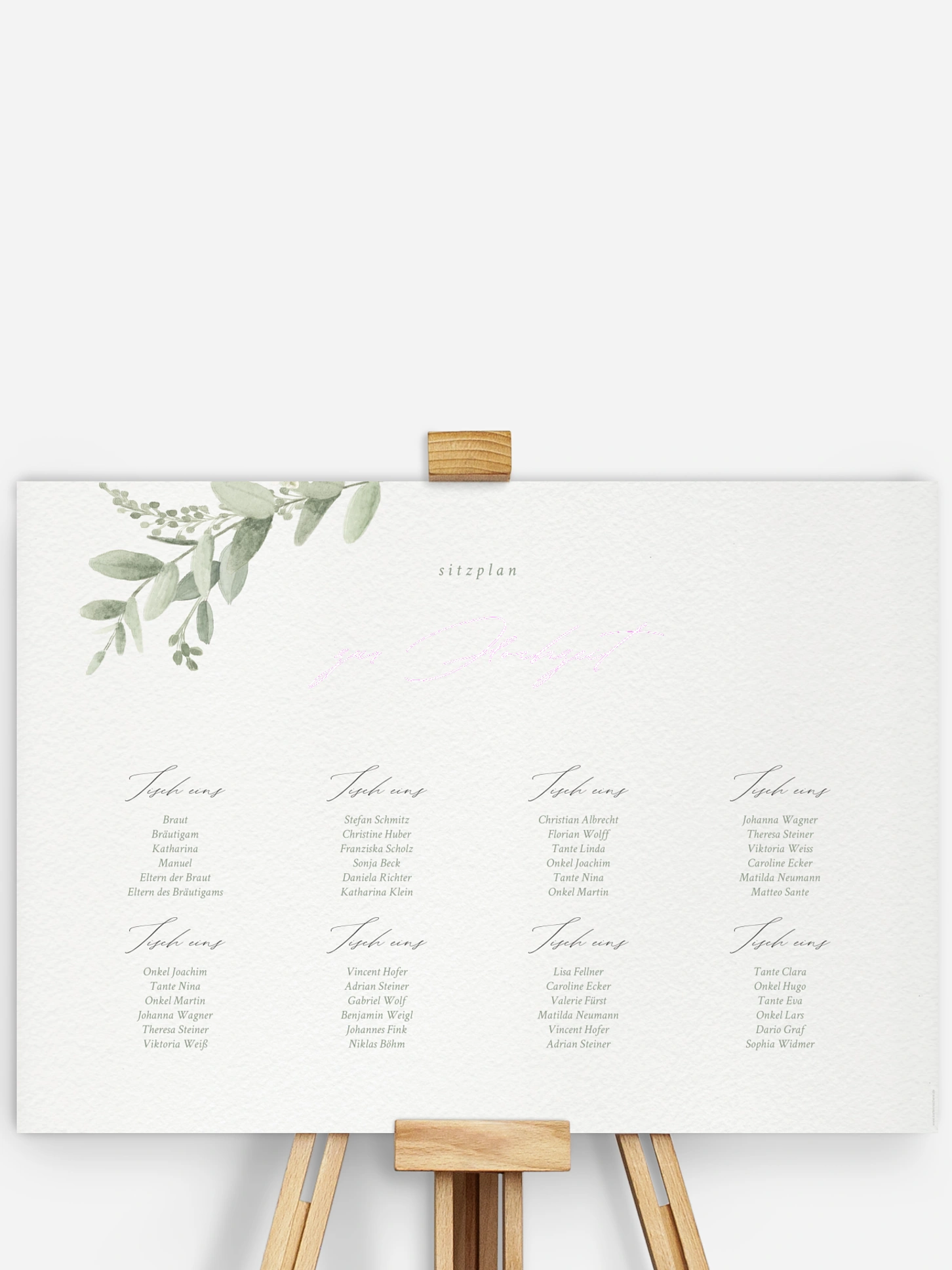 Sitzplan Plakat Evergreen Elegance