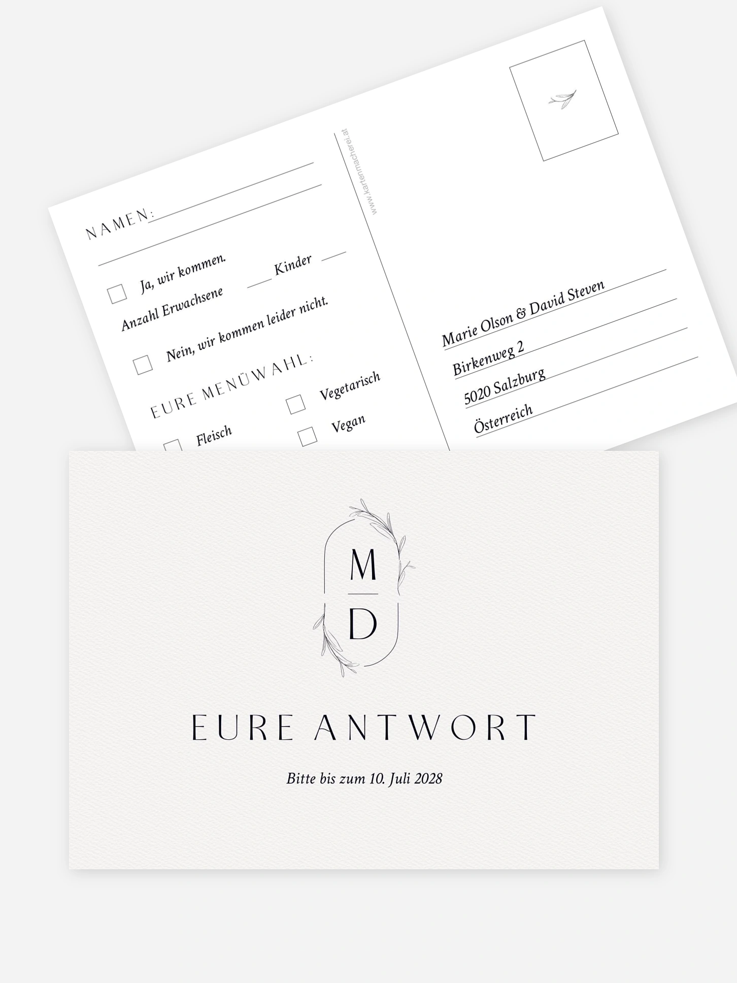 Antwortkarte Hochzeit Elegant Romance