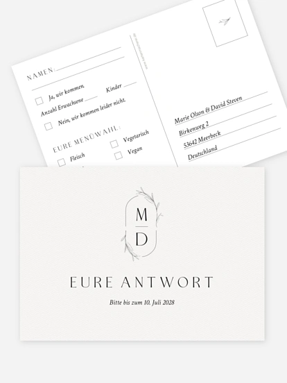 Antwortkarte Hochzeit Elegant Romance