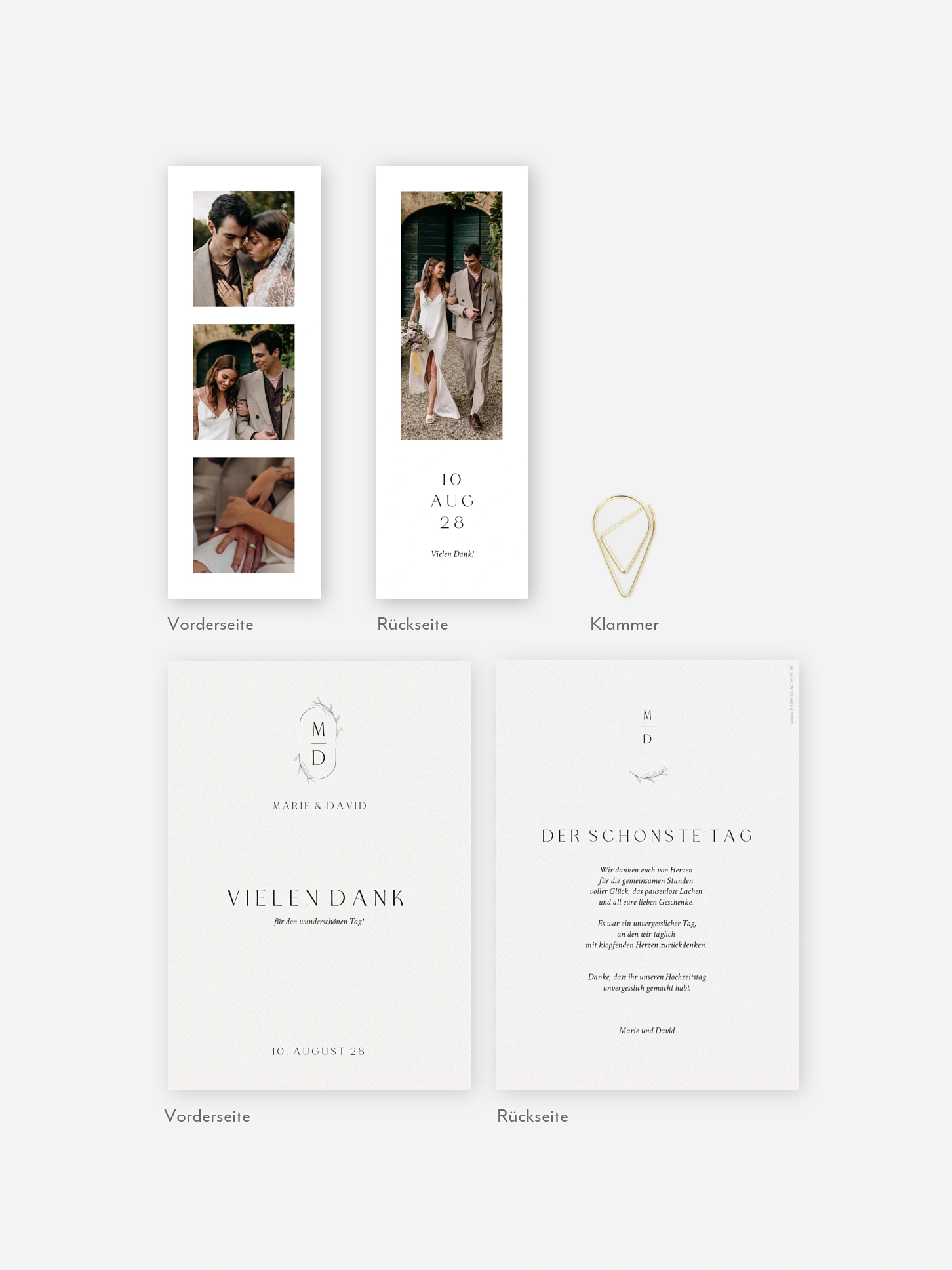 Dankeskarte Hochzeit Elegant Romance