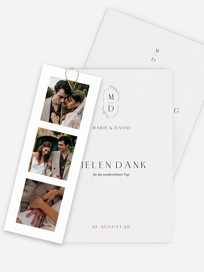Dankeskarte Hochzeit Elegant Romance