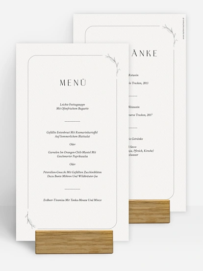 Men&#xFC;karte Hochzeit Elegant Romance