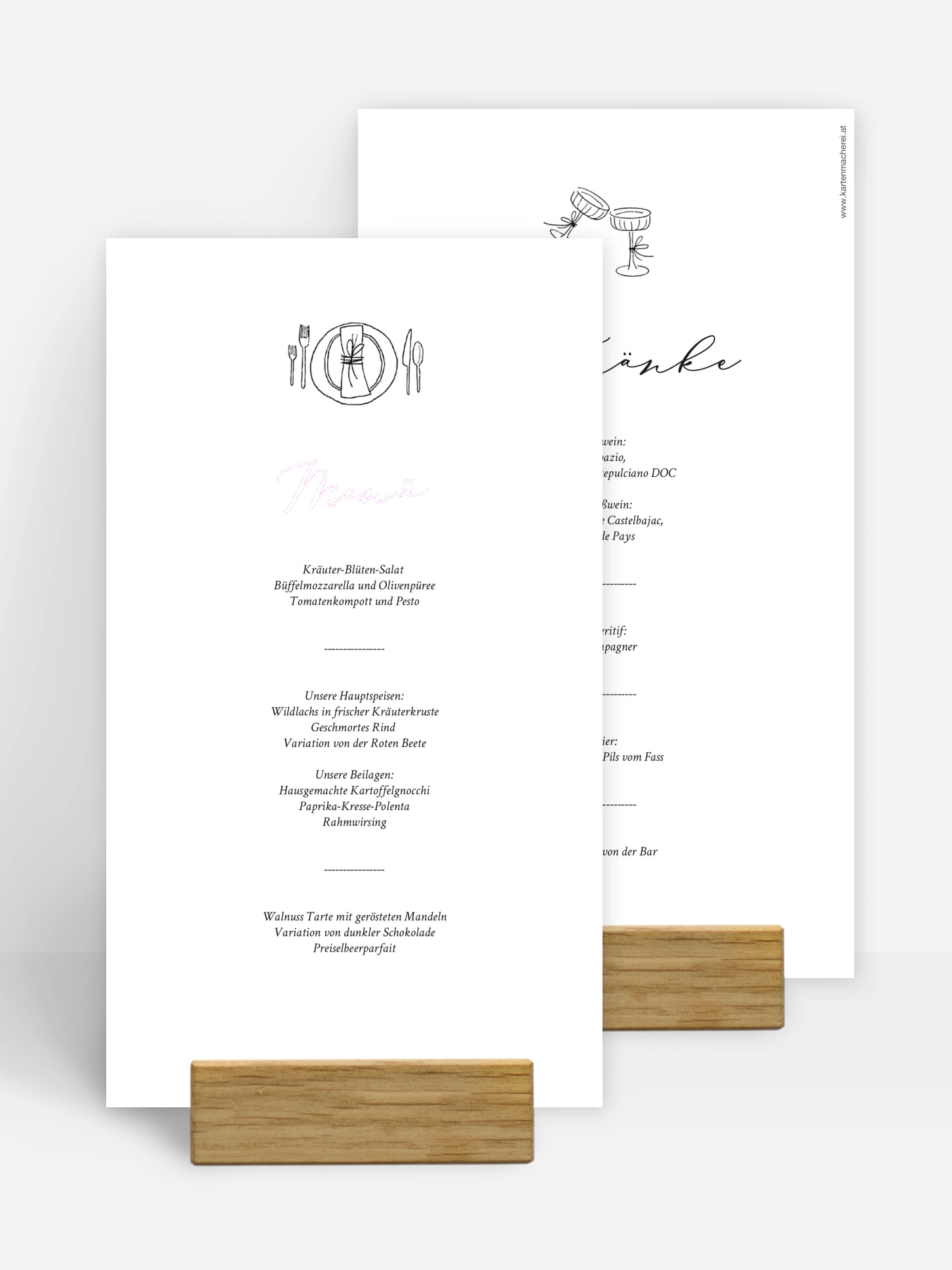 Menükarte Hochzeit Rendezvous
