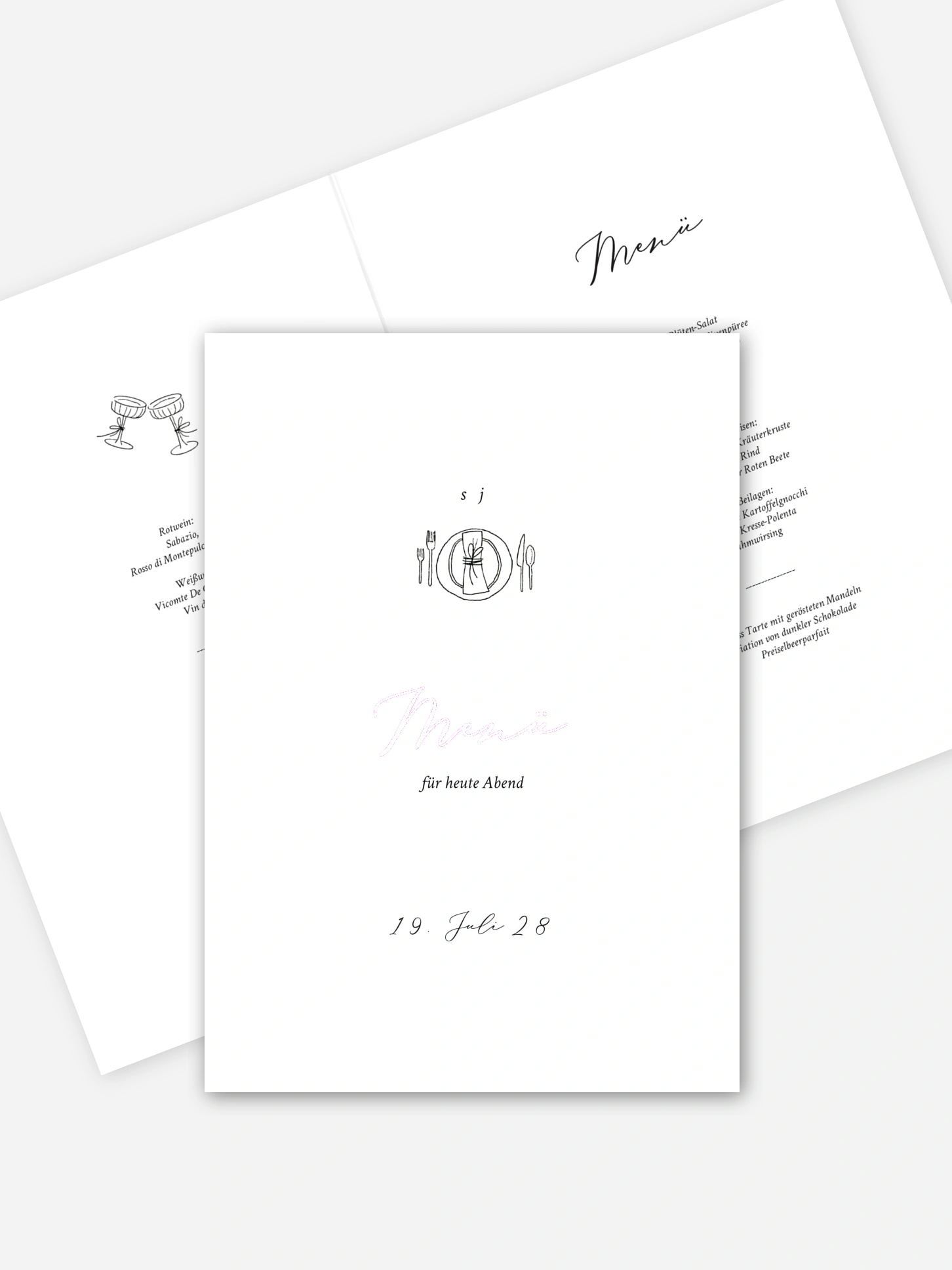 Menükarte Hochzeit Rendezvous