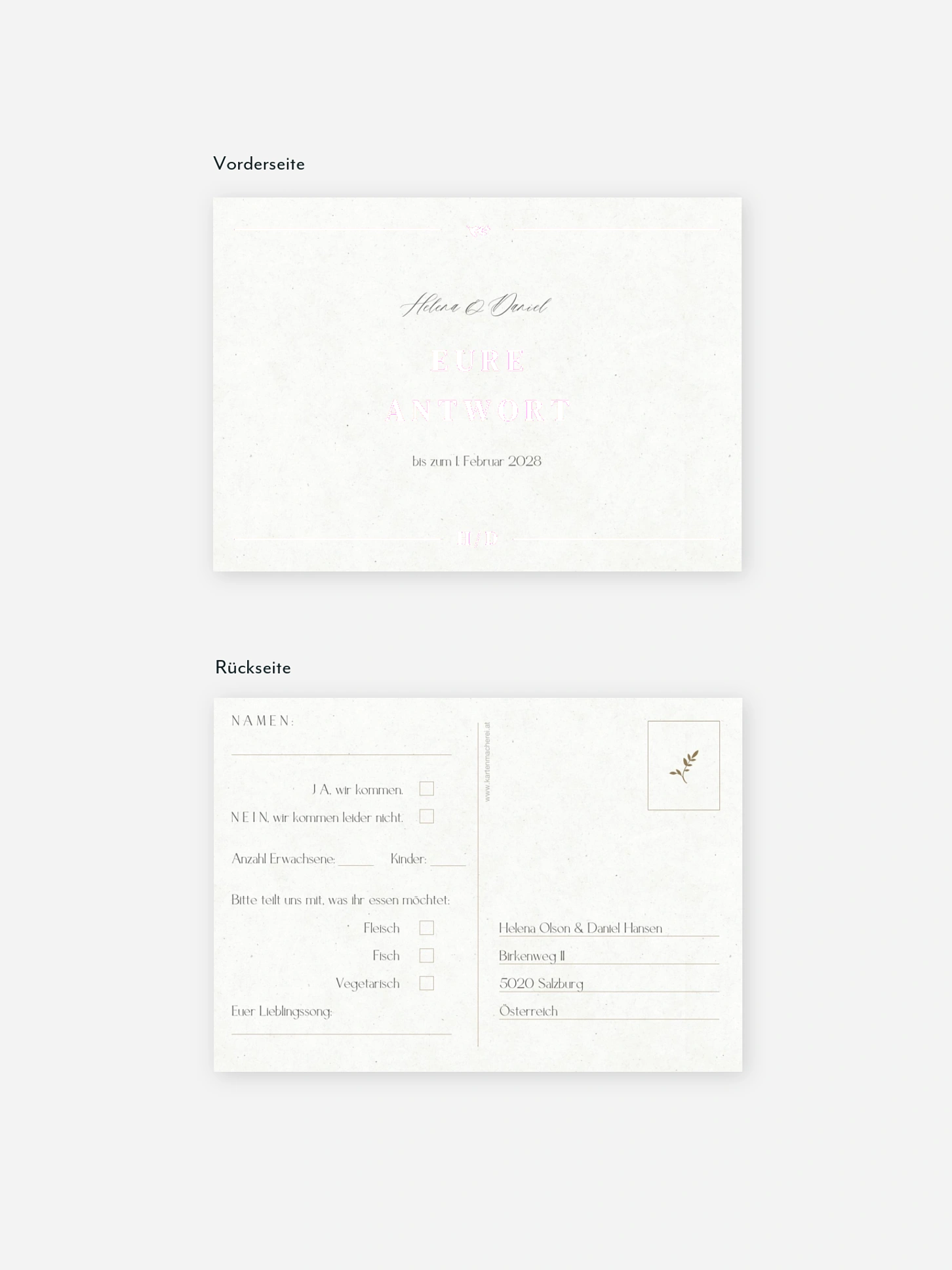 Antwortkarte Hochzeit Classic Elegance