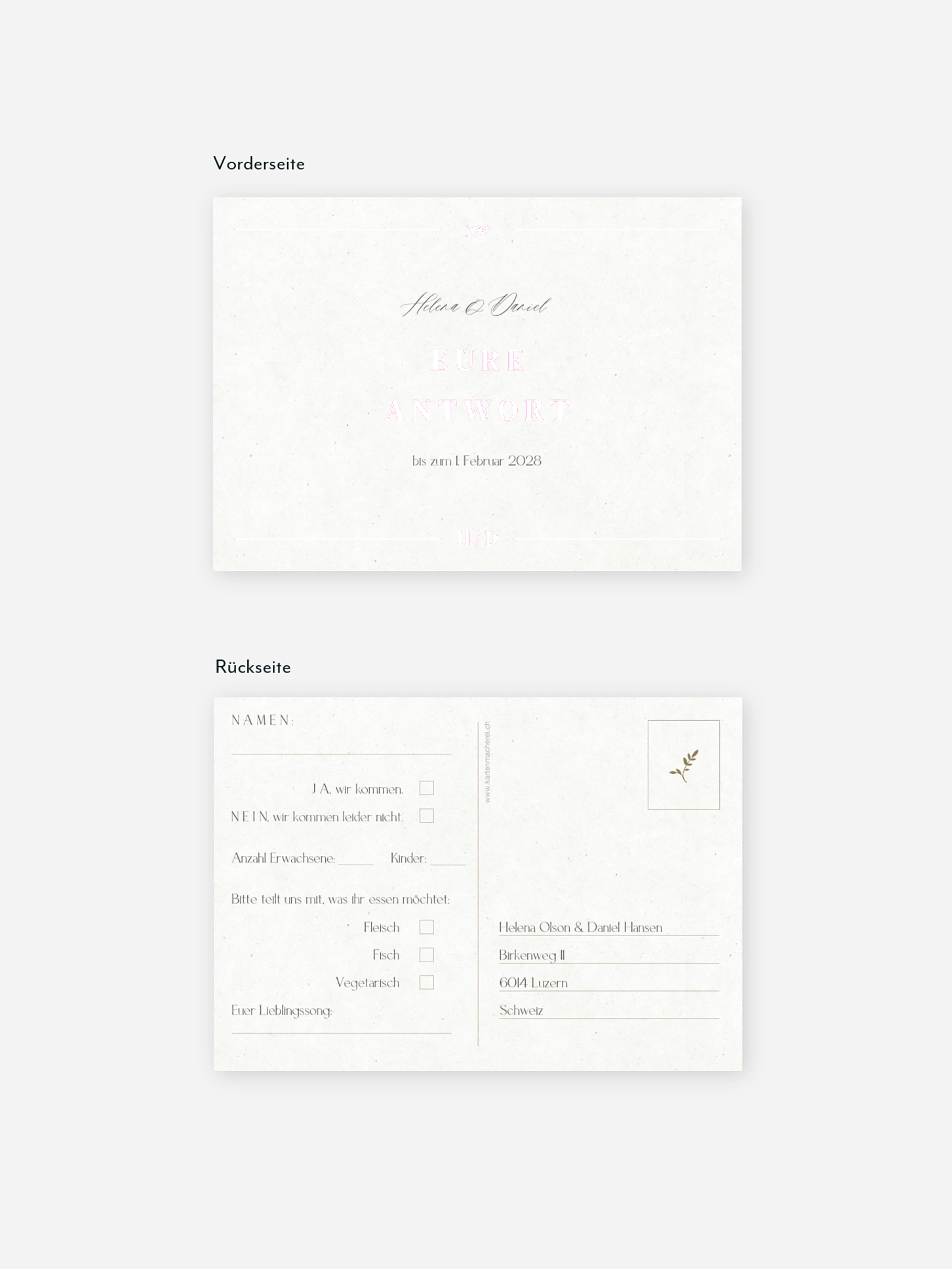 Antwortkarte Hochzeit Classic Elegance