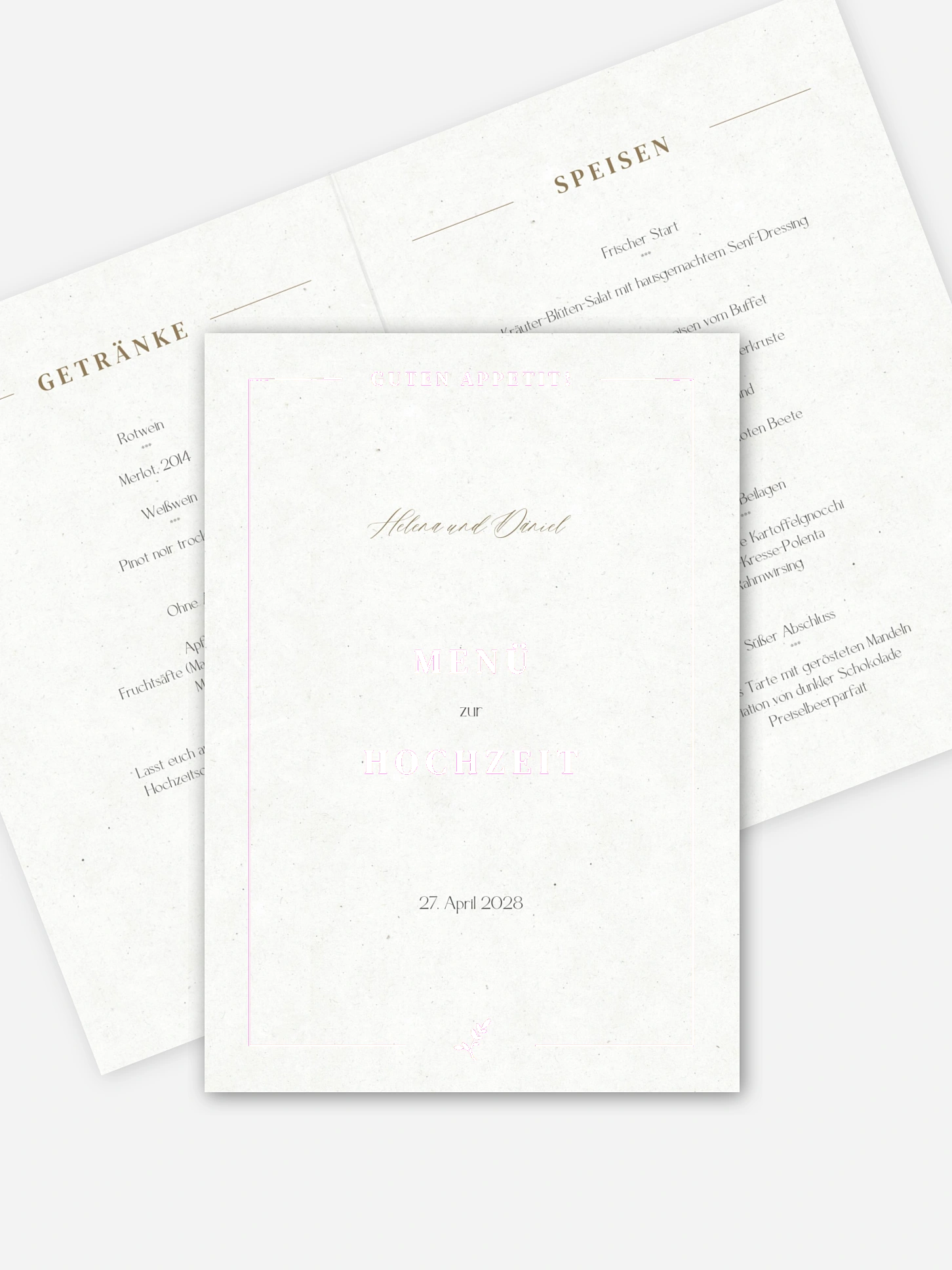 Menükarte Hochzeit Classic Elegance