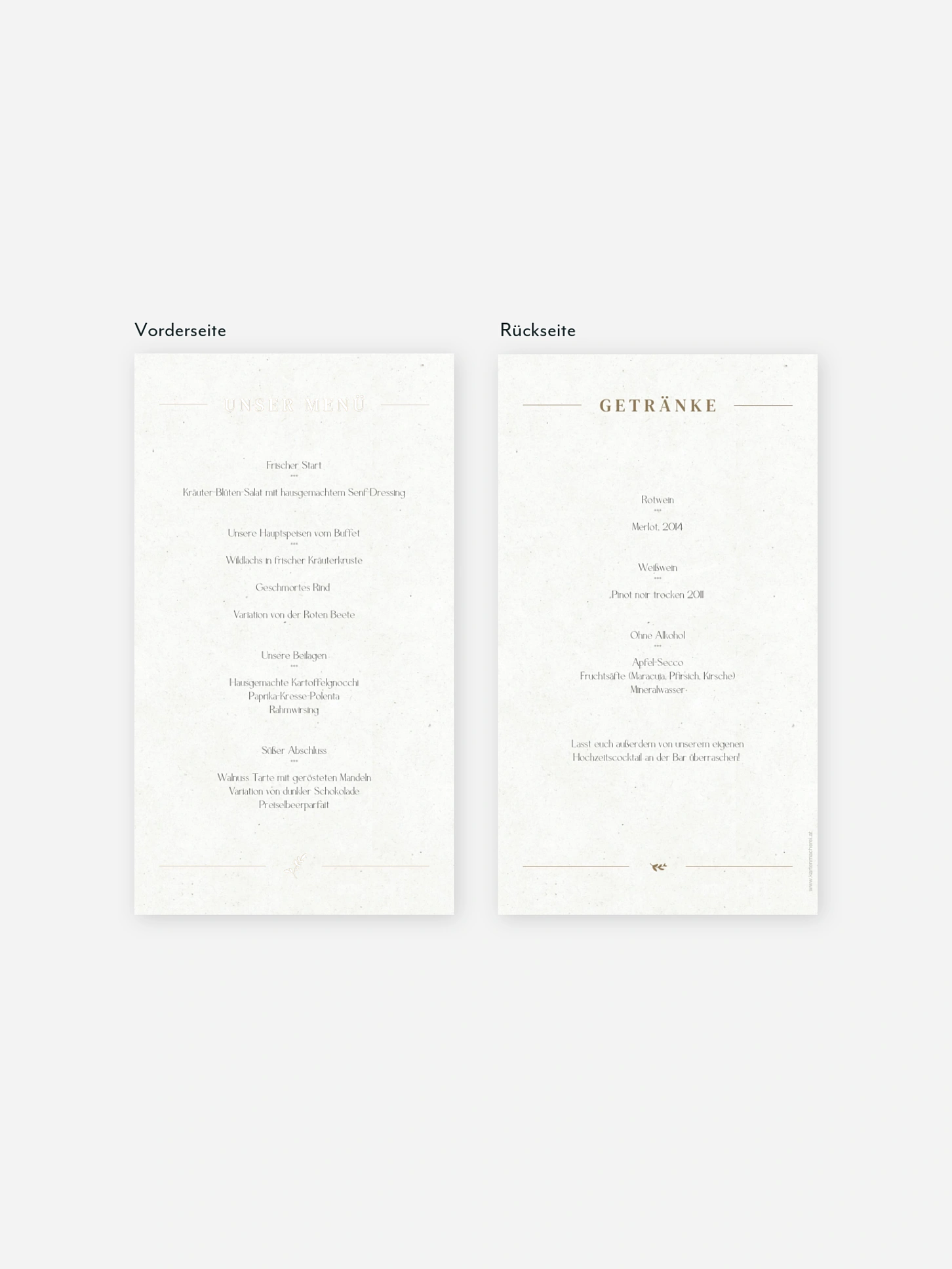 Menükarte Hochzeit Classic Elegance