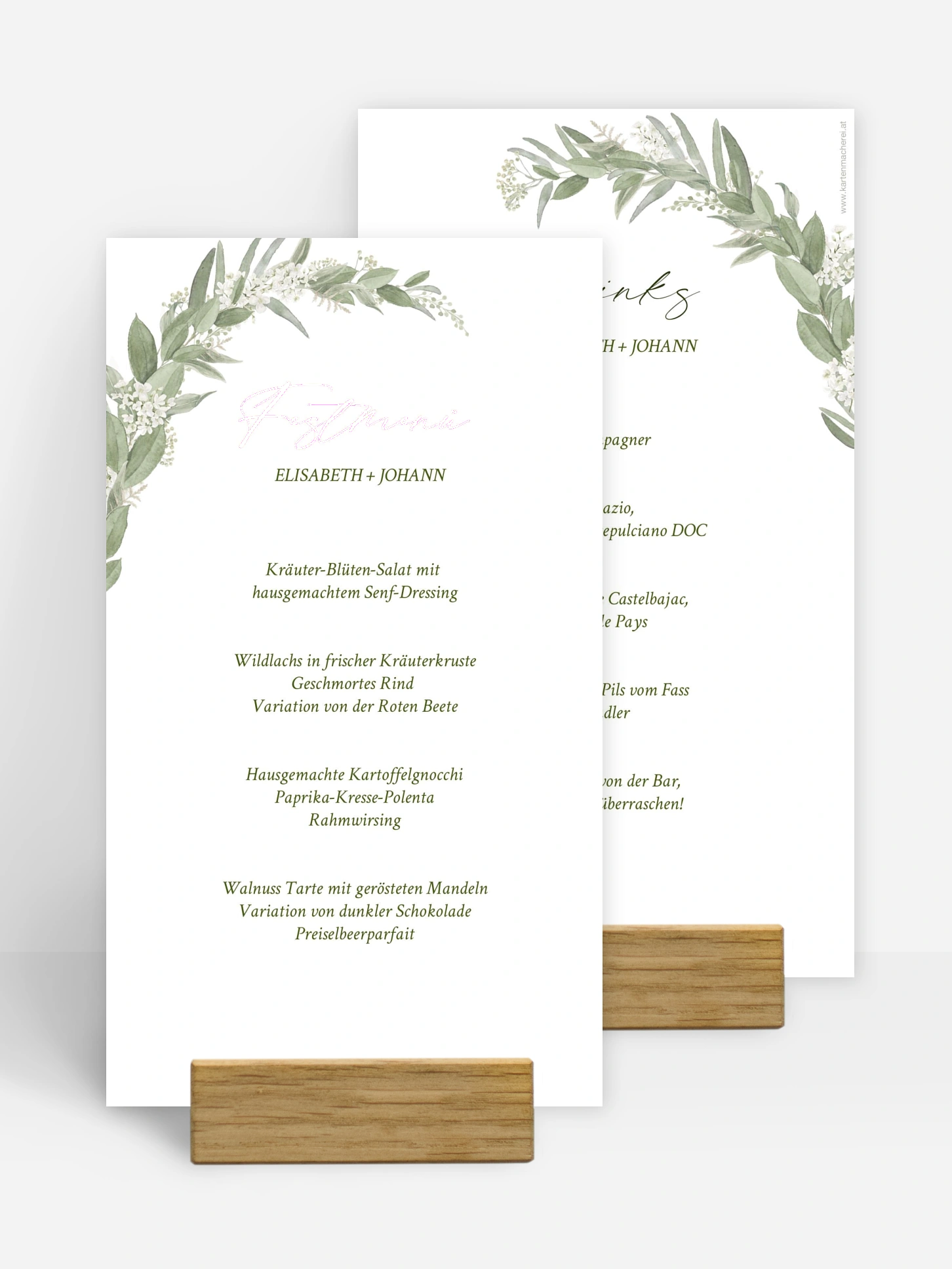 Menükarte Hochzeit Garden Wedding